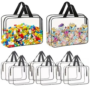 Ensemble de sacs de rangement transparents, 6 pièces, sacs d'organisation de jouets imperméables en PVC pour enfants, sacs de rangement pour voyage, plage, maquillage - Product Image 3
