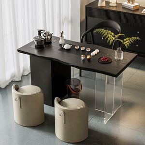 Table de balcon de style chinois moderne en bois massif avec plateau à thé et ensemble de chaises pour salon - Product Image 4