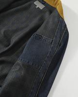 Blouson Bomber Vintage Detroit Workwear J97 Style Américain Décontracté Ample en Jean Col Rabattu Simple Boutonnage Avant Enduit Automne