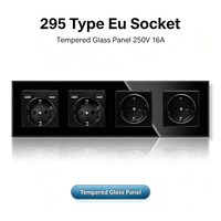 Prise murale UBARO 4 gangues UE avec 4 ports USB-A 16A 220V, indice de protection IP20, résistante aux manipulations, panneau en verre trempé ABS, 295mm