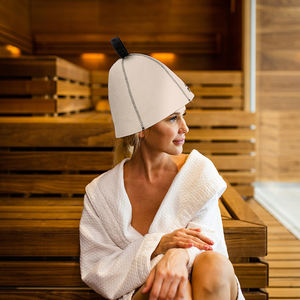 White 100% Wool Soft Durable Wool Felt Beth Sauna <b>Hat</b> - Product Image 5