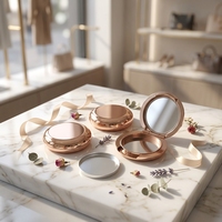 Vente en gros de boîtes à fards à paupières vides en or rose, mini palette cosmétique compacte, miroir de poche en métal portable pour cadeau
