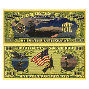 11 stijlen US Navy gouden folie bankbiljet 1000000 USD dubbelzijdig 15x7cm verzamelbaar non-valuta cadeau voor veteranen & verzamelaars - Product Image 3