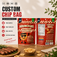 Sachet Doypack personnalisé avec fermeture éclair, pour noix, chocolat, pop-corn, snacks, avec encoche de déchirement, qualité alimentaire