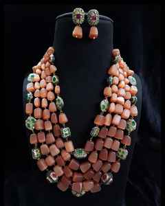 High quality <b>pearl</b> Long Mala <b>Necklace</b> <b>set</b> Brass <b>Necklace</b> <b>Set</b> with <b>Earrings</b> Fashion Jewelry for Wedding Wear - Product Image 3