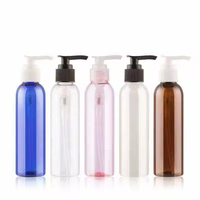 Flacon en plastique PET 150 ml pour soins personnels de salle de bain, noir et blanc, avec bouchon pompe à vis, rechargeable, pour shampoing et produits corporels