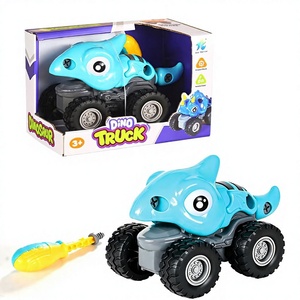 Camion jouet dinosaure bleu QS DIY en plastique, camion de <span class=keywords><strong>dessin</strong></span> <span class=keywords><strong>animé</strong></span> à visser pour enfants - Product Image 1