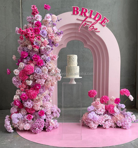 Rosa e viola fiore artificiale Runner sfondo evento festa fase decorazione arco fiore sfondo per Wedding forniture decorazioni - Product Image 3