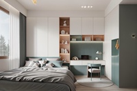 Ensemble de meubles de chambre à coucher modernes et écologiques personnalisables pour la chambre des enfants avec bureau, bibliothèque, armoire - Design gain de place
