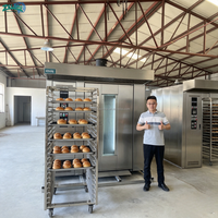 Nouveau four rotatif industriel à double chariot 64 plateaux 70 kW, machine de cuisson à convection commerciale pour le pain, grande ligne de production pour boulangerie industrielle