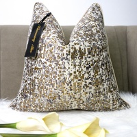 Housse de coussin décorative de luxe personnalisable en jacquard argenté, or et noir pour canapé de maison
