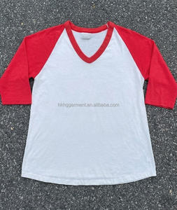 T-shirts vierges 100 % coton à col en V pour hommes – Qualité supérieure, prélavés, personnalisables, effet délavé à l'acide - Product Image 1