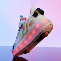 Nouvelles chaussures à roulettes brillantes, respirantes, en mesh, à 4 roues rétractables avec frein pour adultes