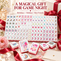 Ensemble de Mahjong pour Soirée entre Filles et Anniversaire, avec Art Princesse et Corps en Acrylique Brillant Dégradé Rouge-Blanc, Idéal pour l'Accueil à Domicile