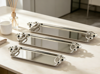 Plateau de service à thé moderne en acier inoxydable de haute qualité pour le Ramadan 2026 – Ensemble de luxe arabe élégant, écologique et durable