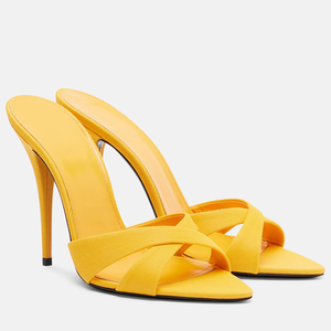 Sandalias de tacón alto minimalistas con <span class=keywords><strong>tiras</strong></span> cruzadas y punta en pico para mujer, venta al por mayor, OEM, personalizadas - Product Image 5