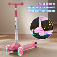 Trottinette à pousser pour enfants, trottinette à roues lumineuses, hauteur réglable, trottinette pour enfants, direction inclinée, trottinette à 3 roues pour enfants