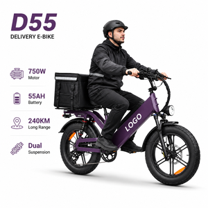 Vélo de randonnée électrique D55 750W 1000W, style cyclomoteur, tout-terrain, pour livraison, 48V55Ah, pneus larges 20 pouces, autonomie 240 km - Product Image 1