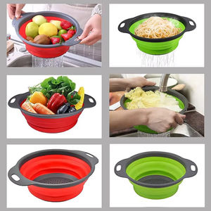 Cesta de drenaje plegable de silicona al por mayor, colador plegable de plástico para lavar frutas y verduras, escurridor plegable para cocina - Product Image 4