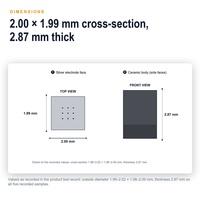 Bloc carré en céramique piézoélectrique PZT 4, 2,87 mm de haut, 2 mm de côté, 500 kHz, élément transducteur ultrasonique à électrode argentée