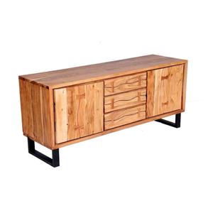 Armoire en teck de style nordique avec pieds coniques avec 2 portes et 4 tiroirs pour armoires de rangement de salon avec portes - Product Image 1