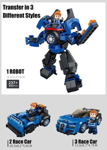 Bambini fai da te Race Car Block giocattolo per ragazzi veicolo di deformazione <span class=keywords><strong>Robot</strong></span> dinosauro costruzione auto con Mini figure - Product Image 6