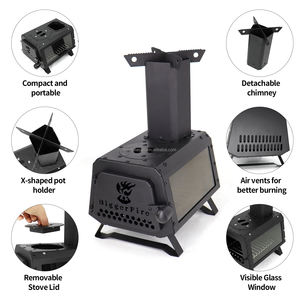 BiggerFire Cucina da Esterno in Acciaio al Carbonio per Campeggiatori <span class=keywords><strong>Stufa</strong></span> a Razzo Multicombustibile a Legna con Vetro Panoramico Griglie da Campeggio - Product Image 5