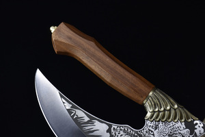 Cuchillo de corte de carne forjado Longquan chino patrón de leopardo alienígena vegetal y cuchillo de Chef con mango de madera - Product Image 5