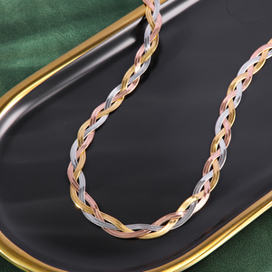 HOVANCI-Cadena de serpiente Retro de acero inoxidable para mujer, joyería con cadena cruzada de viento, Collar de espiga trenzada, collares de cadena de hueso para mujer - Product Image 6