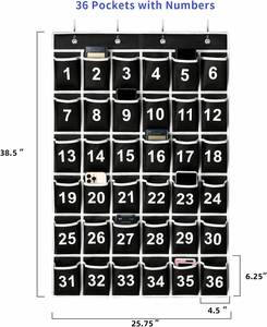 Organizador de Bolsillo para el Aula con 36 Compartimentos, Soporte para Teléfono Celular, Organizador Colgante con Ganchos, Almacenamiento Numerado para Calculadora y Útiles Escolares - Product Image 1