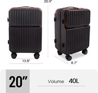 Valise multifonction à prix d'usine, 20 pouces, ouverture frontale, compartiment pour ordinateur portable, chargeur USB, porte-gobelet