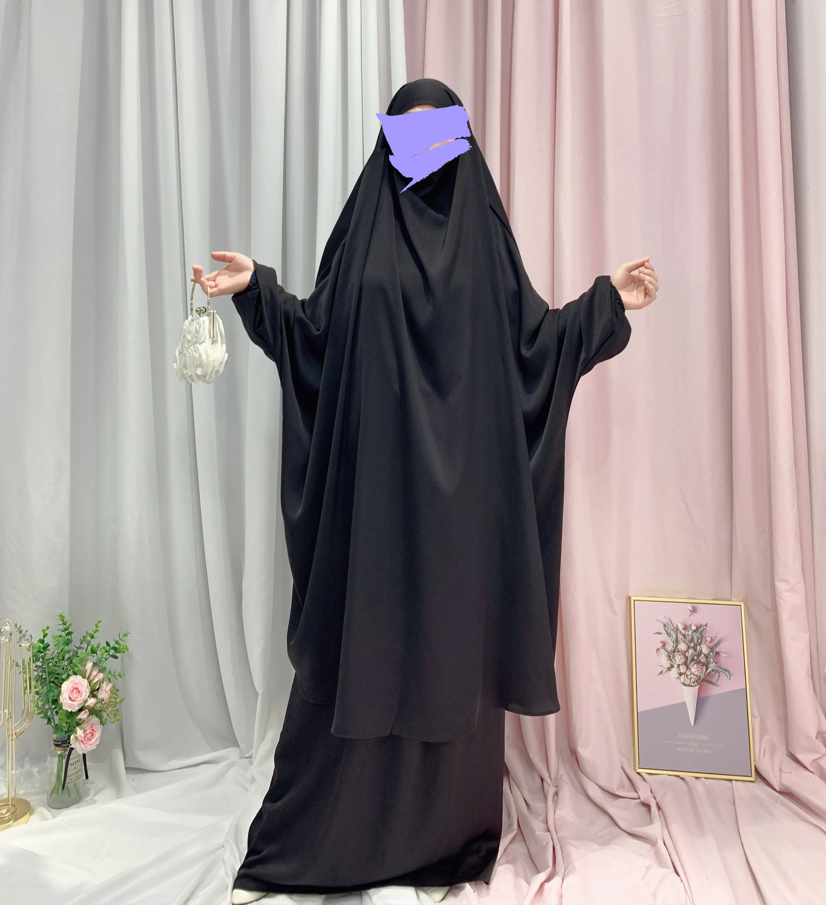 Islamic modest clothing two piece jilbab niqab khimar jilbab hijab women burkha abaya dress