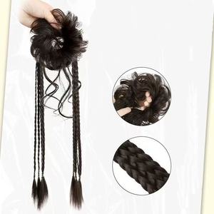 Cola de caballo alta trenza de <span class=keywords><strong>pelo</strong></span> falso banda de <span class=keywords><strong>pelo</strong></span> de mujer trenza larga accesorio para el cabello Qipao nuevo estilo chino Peluca de cola de caballo trenzada Doble - Product Image 3