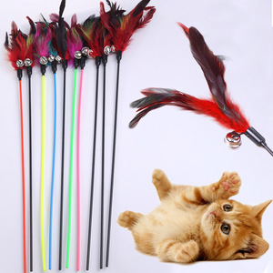 Offre Spéciale <span class=keywords><strong>Chat</strong></span> Jouets Aléatoire Couleur Faire <span class=keywords><strong>CHAT</strong></span> Bâton Noir Plume Coloré Poteau <span class=keywords><strong>Comme</strong></span> Des Oiseaux Avec Petite Cloche Naturel 1PCS - Product Image 4