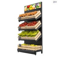 Étagères de présentation de fruits et légumes pour supermarchés, en métal et bois robustes, à 3 niveaux