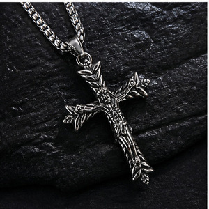 yunnique Stainless Steel <b>Cross</b> Pendant Blackened Aged Finish Unisex Necklace Gift Jewelry - Product Image 5
