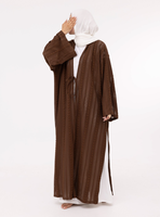 Abaya en dentelle respirante pour femmes, Louny, dentelle crochetée marron, tissu tricoté, vêtements musulmans, mode, tenue quotidienne