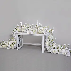 200cm Casamento Floral Branco Seda Mesa Centerpieces Mesa Rosa E Azul Flor Mesa Corredor