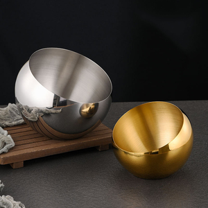 Tazón Oblicuo Plateado y Dorado para Buffet con Tapa, Tazón de Acero Inoxidable con Boca Oblicua para Servir Salsas, Tazón para Hielo para Hotel y <span class=keywords><strong>Bar</strong></span> - Product Image 4