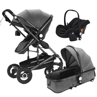 Nouveauté Poussette bébé de luxe 3 en 1 avec poignée réglable Aménagement paysager élevé pour bébés et poupées