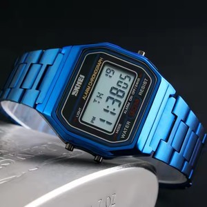 Reloj de Pulsera <span class=keywords><strong>Skmei</strong></span> <span class=keywords><strong>1123</strong></span> para Hombre, Digital con Correa de Acero Inoxidable Chapada en Oro, Delgado, Joyería de Moda Mundial - Product Image 1