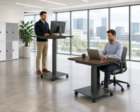 Petite table de conférence mobile réglable en hauteur, en bois, pour les espaces de coworking et les zones de réunion flexibles