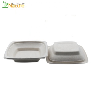 Écru carré 16oz jetable bagasse bols alimentaire bagasse emballage bol <span class=keywords><strong>de</strong></span> canne à sucre pour nouilles/salade - Product Image 4