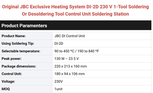 Sistema de Calentamiento Exclusivo <span class=keywords><strong>JBC</strong></span> DI-2D 230 V, Herramienta de Soldadura o Desoldadura 1 en 1, Unidad de Control, Estación de Soldadura - Product Image 4