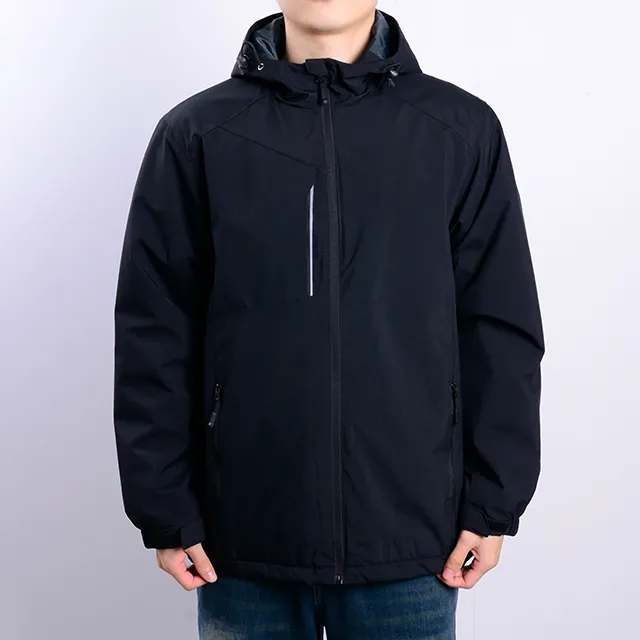 Xinglan Unisex açık su geçirmez ceket Hoodie fermuar kapatma ile 3-Layer siyah Polyester rüzgar kesici için kış