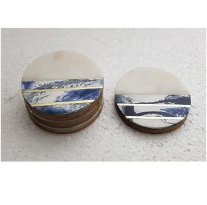 Modern Style Crack Wood Joined Resin Tea Coaster Copper Foil Lined Set for Kitchen Table Drinkware Latest Design <b>Mats</b>/Pads - Product Image 5