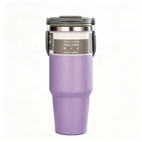 Gobelet isotherme en acier inoxydable de 40 oz, tasse à café de voyage à double paroi avec poignée et couvercle rabattable, logo personnalisé OEM