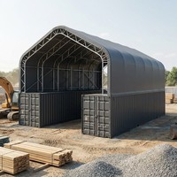 Auvent de conteneur à toit en pente galvanisé à chaud, résistant aux charges de neige, pour le stockage de matériaux sur chantier