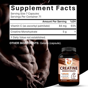 OEM ODM <b>Creatine</b> <b>Monohydrate</b> Capsules with Vitamin C Helps Build Lean Muscle and Increase Strength <b>Creatine</b> <b>Monohydrate</b> Capsules - Product Image 2