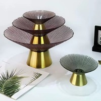 Ensemble de bols décoratifs sur piédestal doré, bol à fruits en verre avec support pour la maison, les mariages et les fêtes